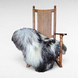 Genuine Icelandic Sheepskin Rug Tri Color Gray Curly 46" x 35"